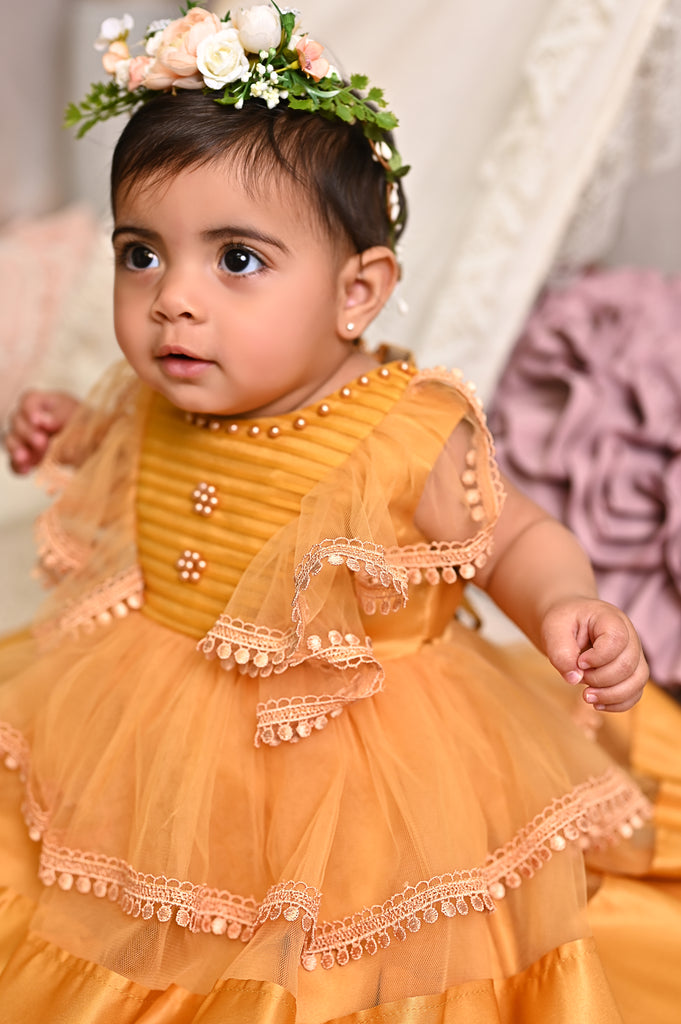 orange tilly dress Orange Tilly Ruffle Dress
