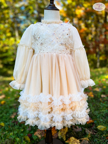 Autumn Dress. Ivory and Buttercream