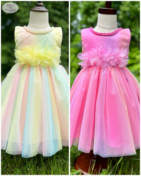 Brittney Dress. Pink Rainbow